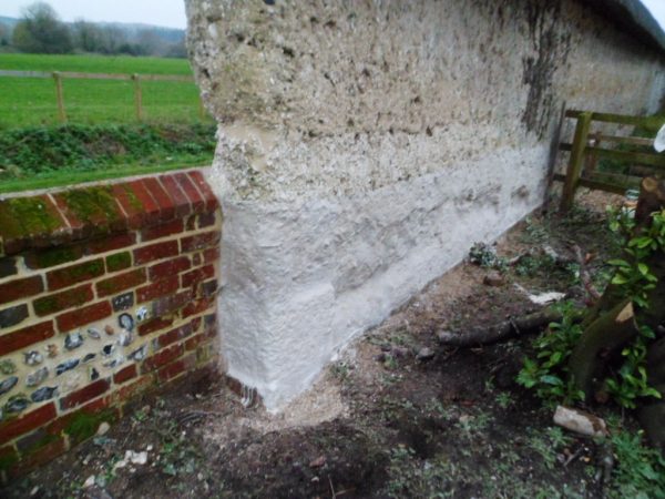 Chalk cob wall conservation