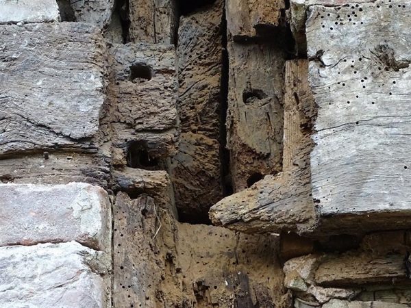Timber 17thC frame cottage before repair in progress
